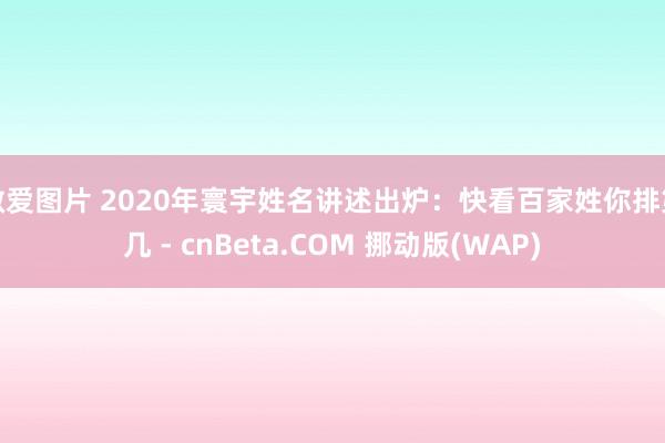 做爱图片 2020年寰宇姓名讲述出炉：快看百家姓你排第几 - cnBeta.COM 挪动版(WAP)